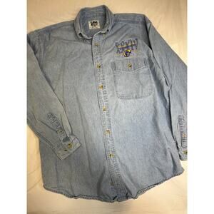 Vintage Lee Sport St Louis Rams Super Bowl XXXIV Champions Denim Shirt Med NFL